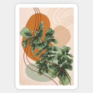 Mid Century Modern Fiddle Leaf Fig, Abstract Botanical Illustration Sticker